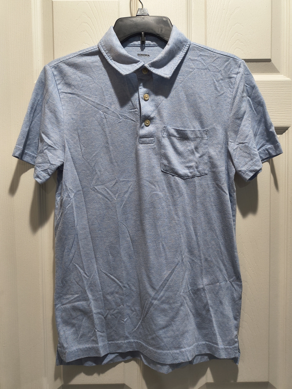 Sonoma Soft Blue Men's Polo with Chest Pocket, Size xs